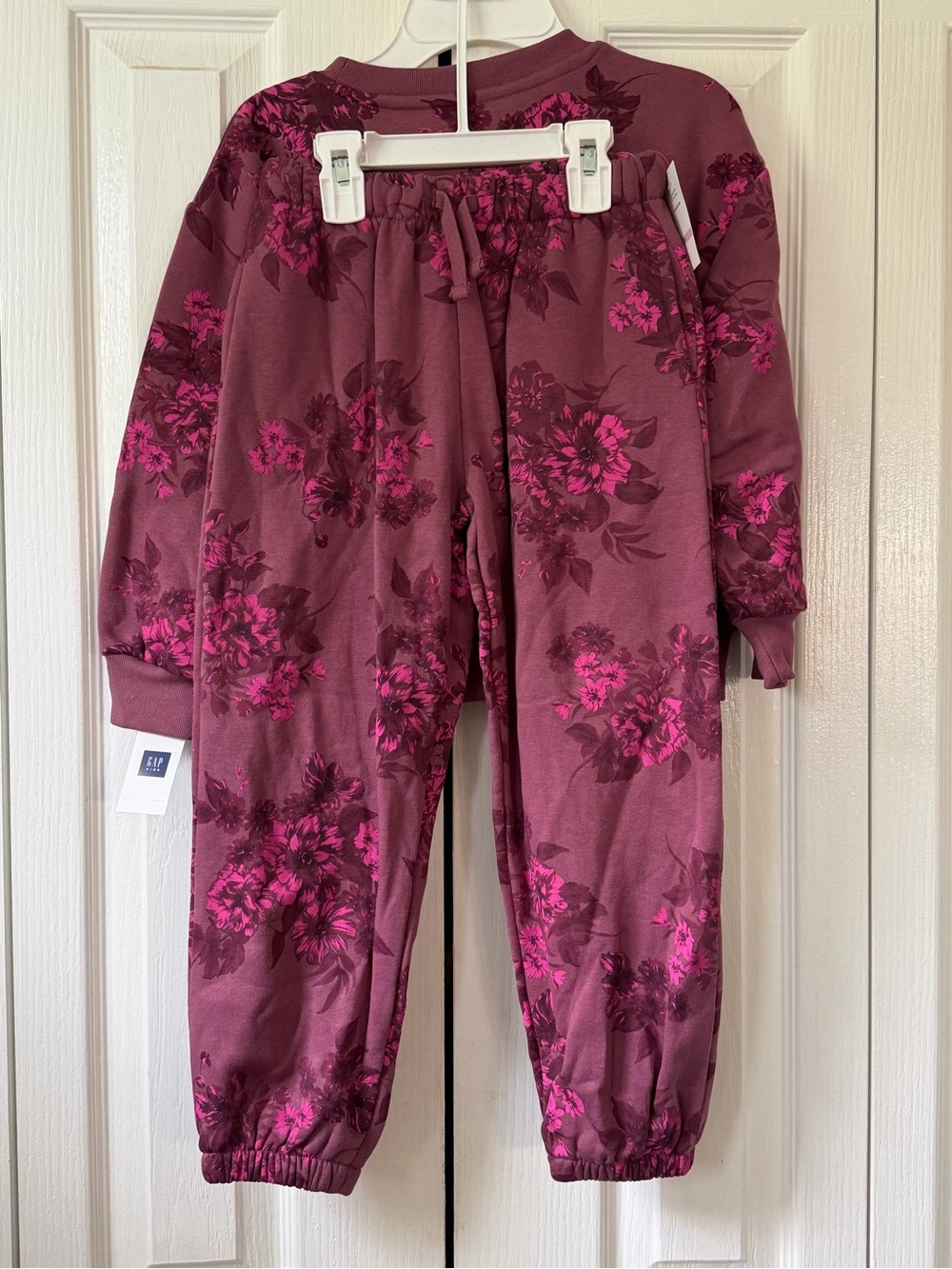 GAP Maroon and Hot Pink Floral Kids Sweatshirt Set - Picture 2 of 3